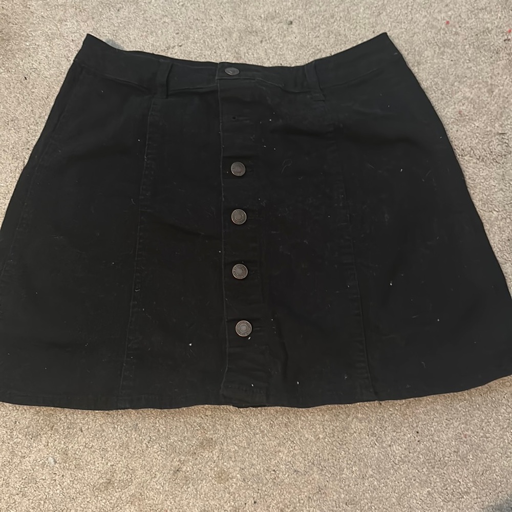 Black denim skirt